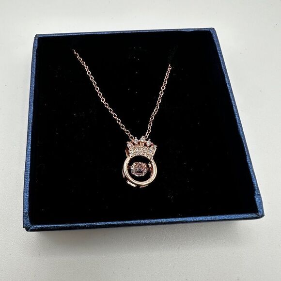 NIB Rose Gold tone "crown" and floating cz diamond pendant, necklace! - Picture 13 of 13